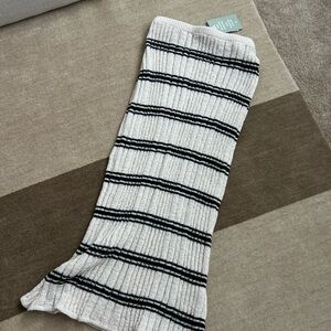 H&M Black and White Striped Midi Skirt